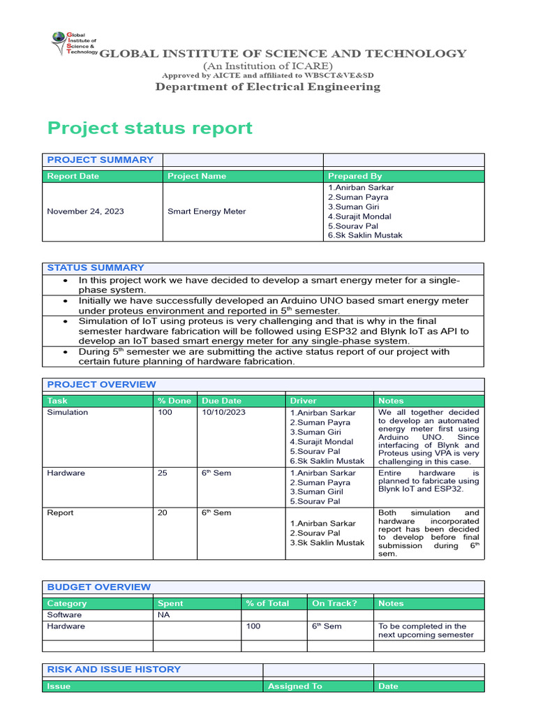 Project-Update-Report Ram (5th) | PDF | Internet Of Things ...