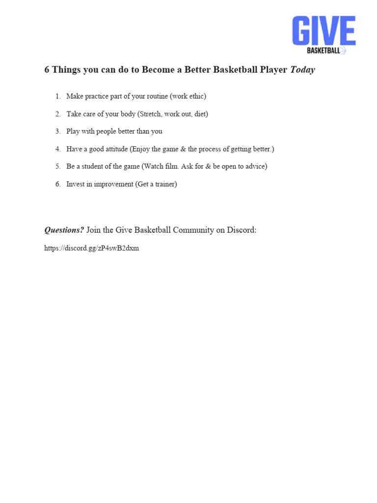 6 Things You Can Do To Become A Better Basketball Player Today | PDF