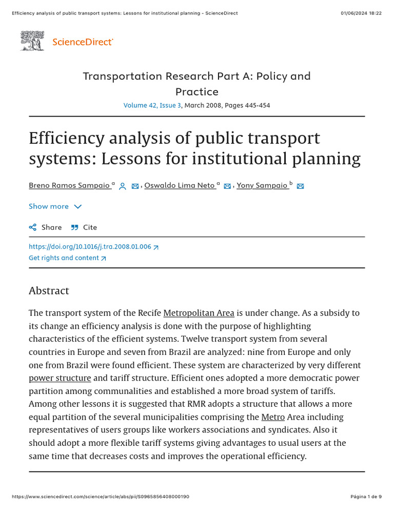 Public Transport Efficiency Analysis | PDF | Economies