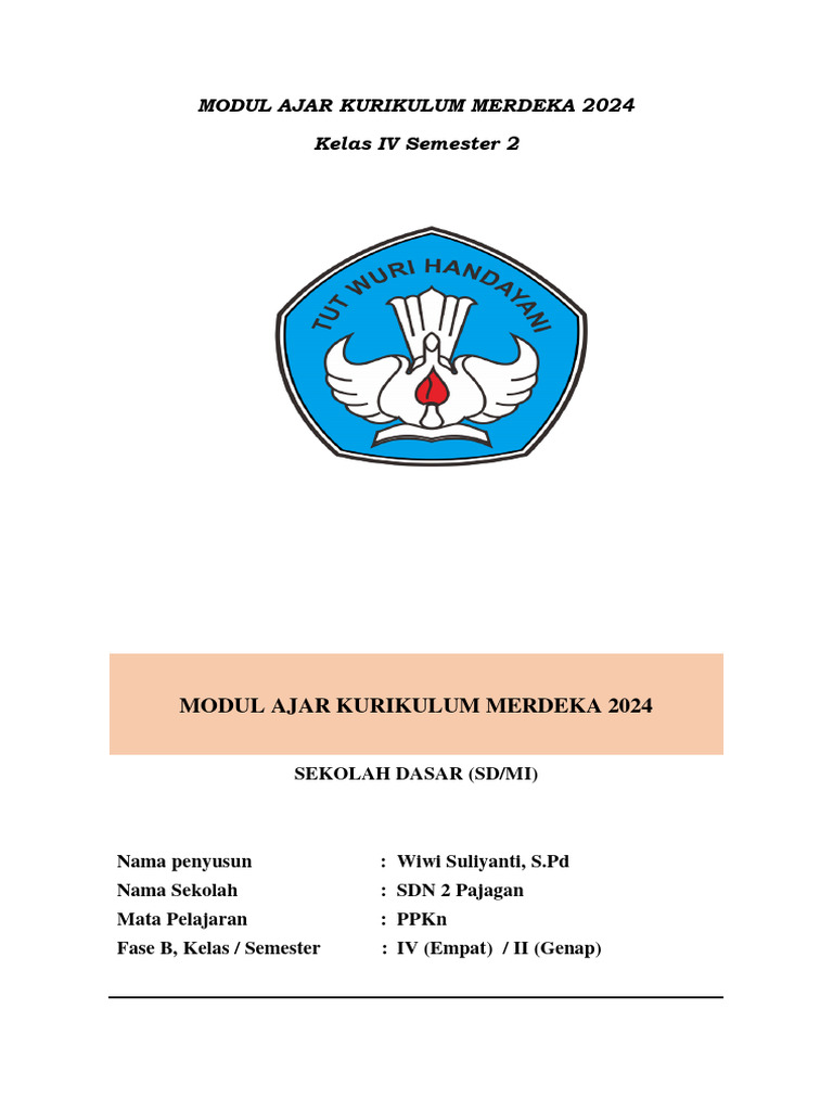 Modul Ajar PPKn Kelas 4 Semester 2 | PDF