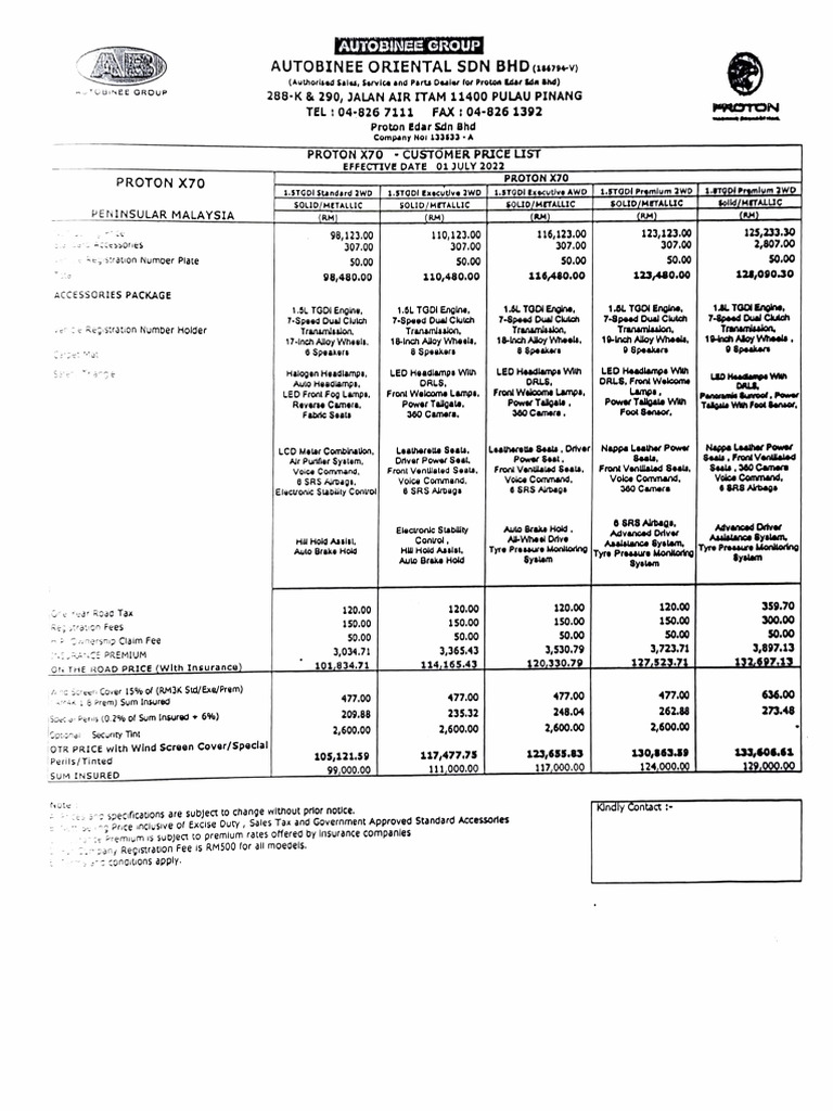 proton-x70-price-list-download-free-pdf-automotive-technologies
