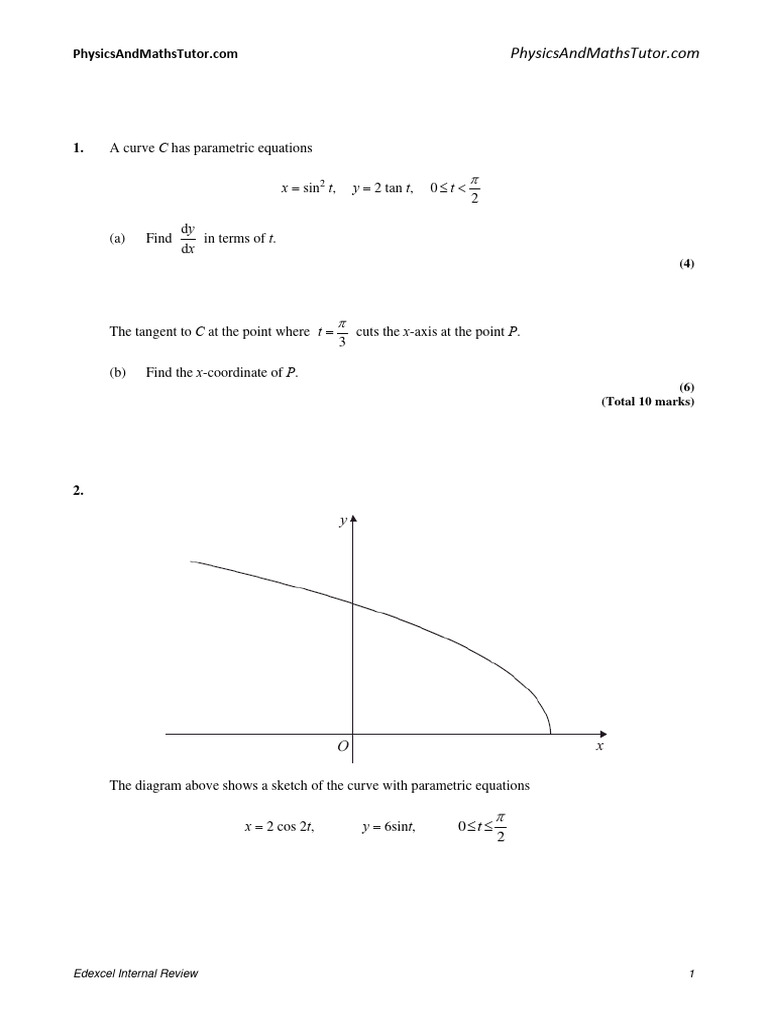 C4 Differentiation Parametric Differentiation Pdf Algebraic