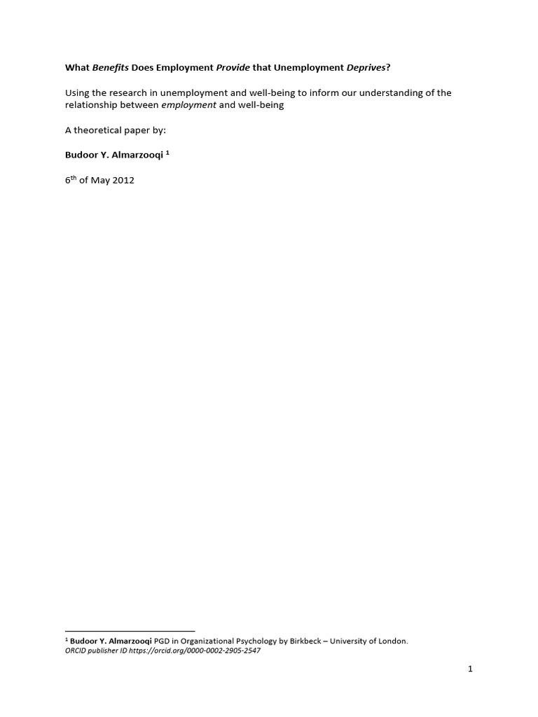 Employment Benefits vs. Unemployment Impact | PDF | Unemployment ...
