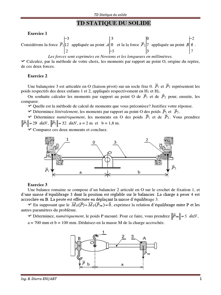 Exercices corrigés de statique graphique | PDF | Levier (mécanique ...