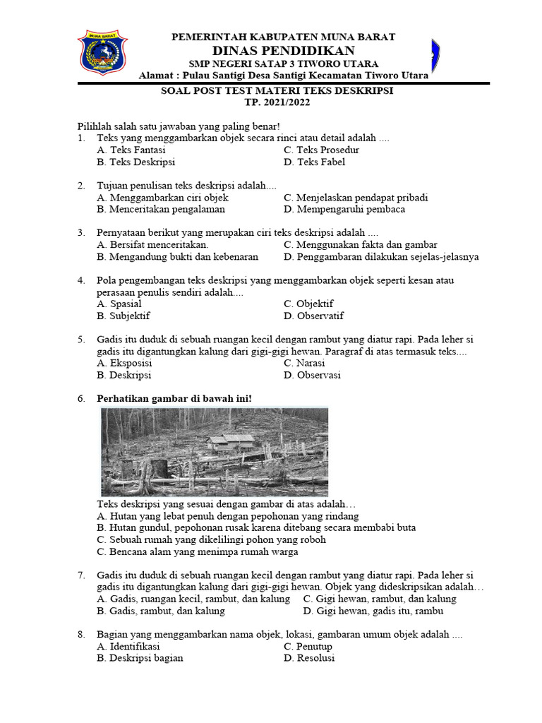 Soal Post Test Teks Deskripsi | PDF