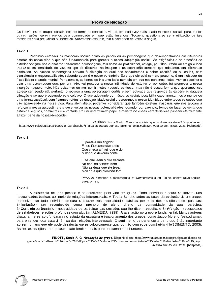 Coletanea UEG 2024.1 PDF Narrativa Humano