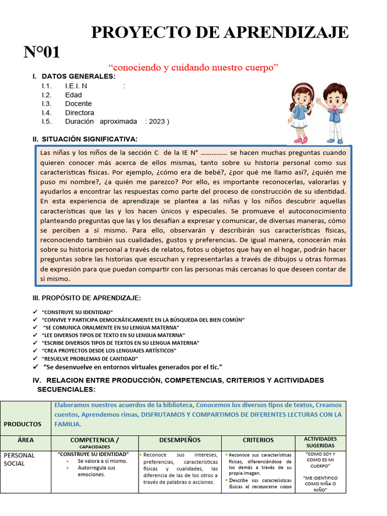 PROYECTO DE APRENDIZAJE #1 Abril 2023 | PDF | Aprendizaje | Maestros