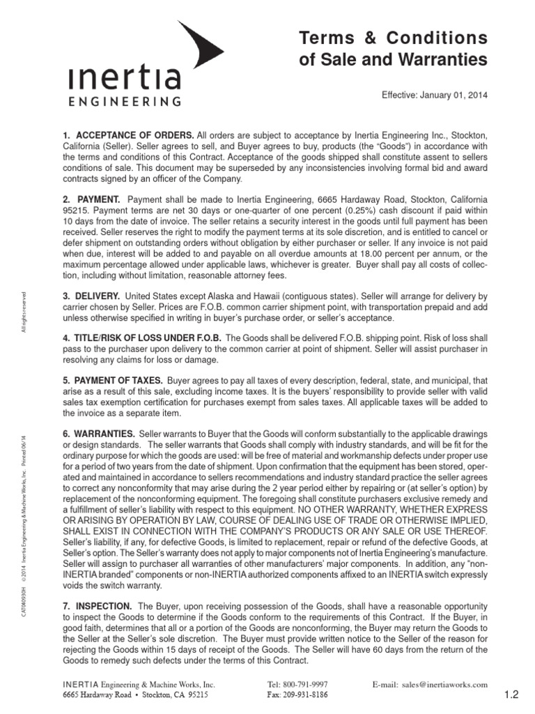 Terms and conditions inertia engineering pdf business private law