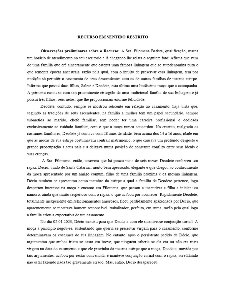 Recurso em Sentido Restrito: Caso de Fraude Sexual | PDF | Crimes ...