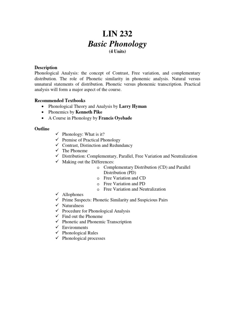 LIN 232 Note | Download Free PDF | Phoneme | Consonant