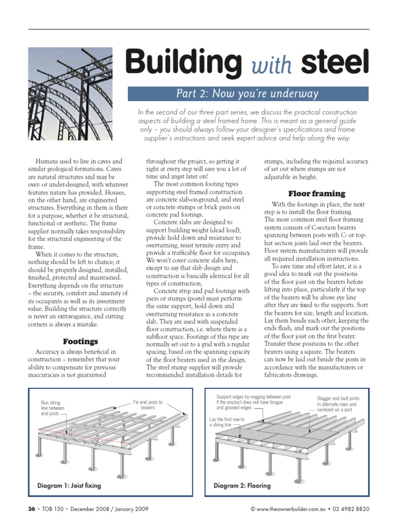 Building Steel Framed Homes: Part 2 | PDF | Framing (Construction) | Truss