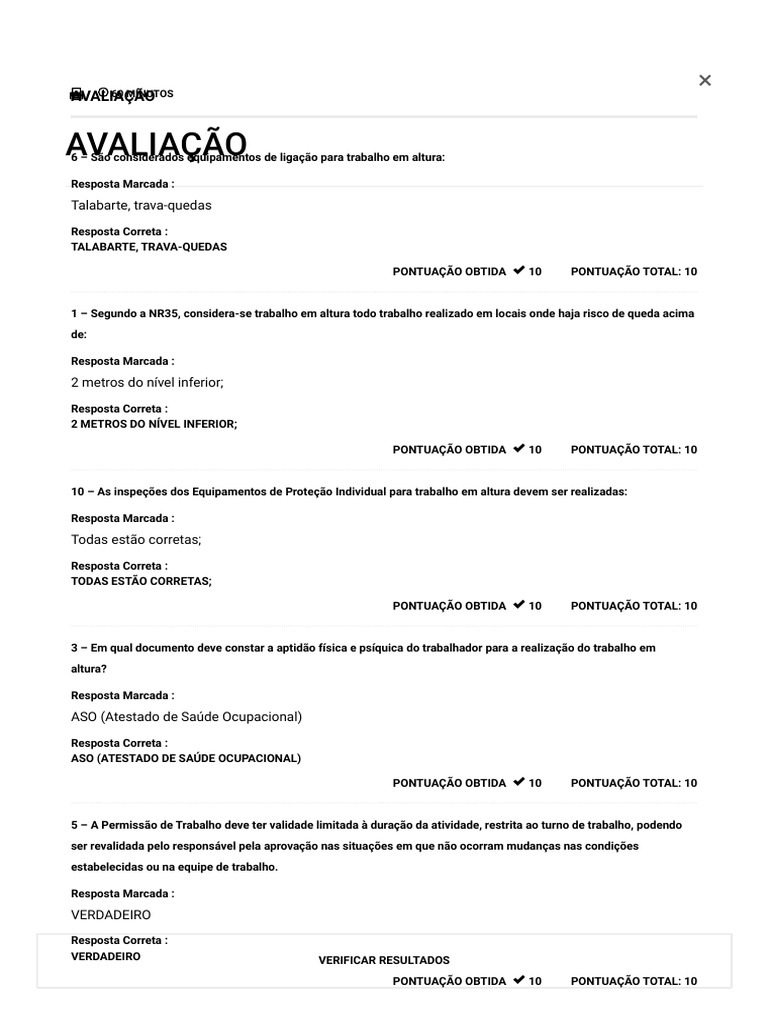 Resultados da Avaliação EAD Fox Treinamentos | PDF