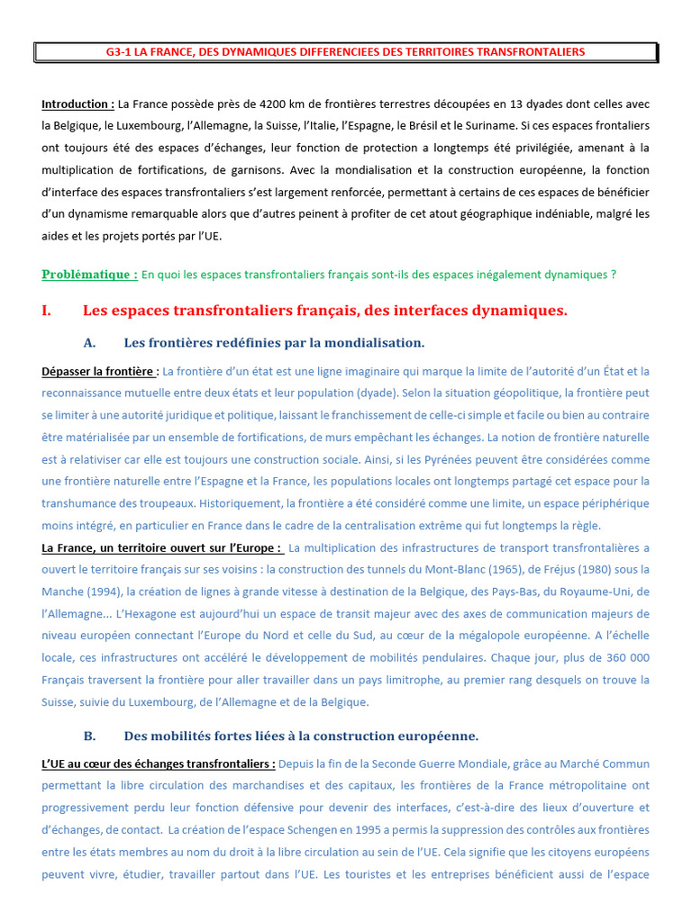 Dynamiques des Territoires Transfrontaliers en France | PDF | Union ...