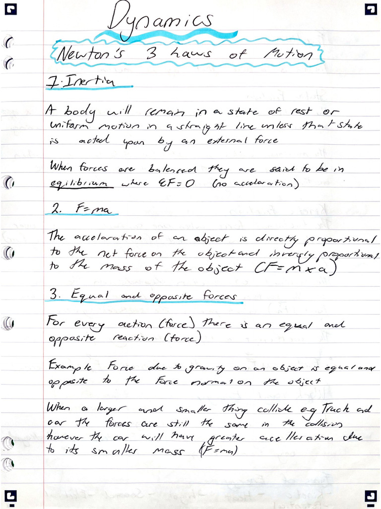 Yr 11 Physics NSW Module 2 Dynamics Notes | PDF
