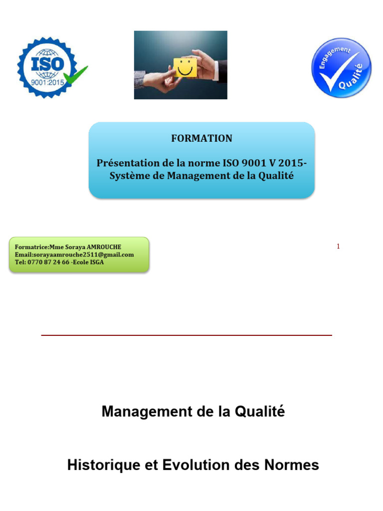 Introduction à ISO 9001:2015 | PDF | Système de management de la ...