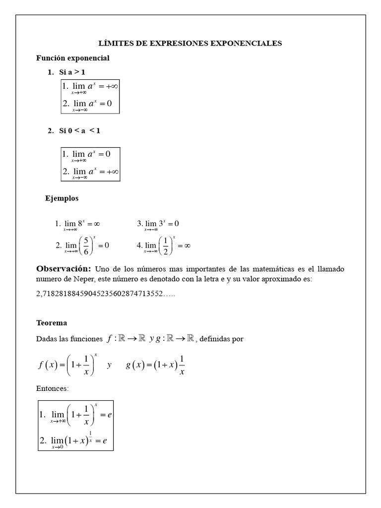 Límites de Funciones Exponenciales PDF — free download