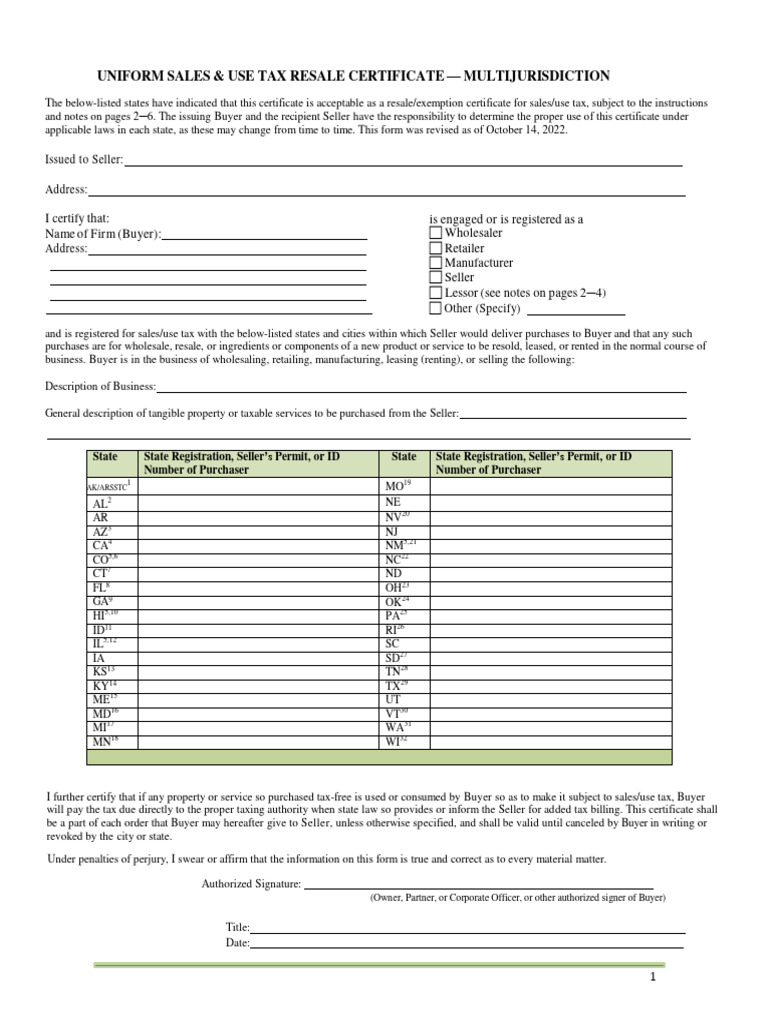 Unif resale cert revised 10 14 22 pdf sales taxes in the united