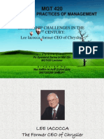 Principles & Practices of Management: Leadership Challenges in The 21 Century: Lee Iacocca, Former CEO of Chrysler