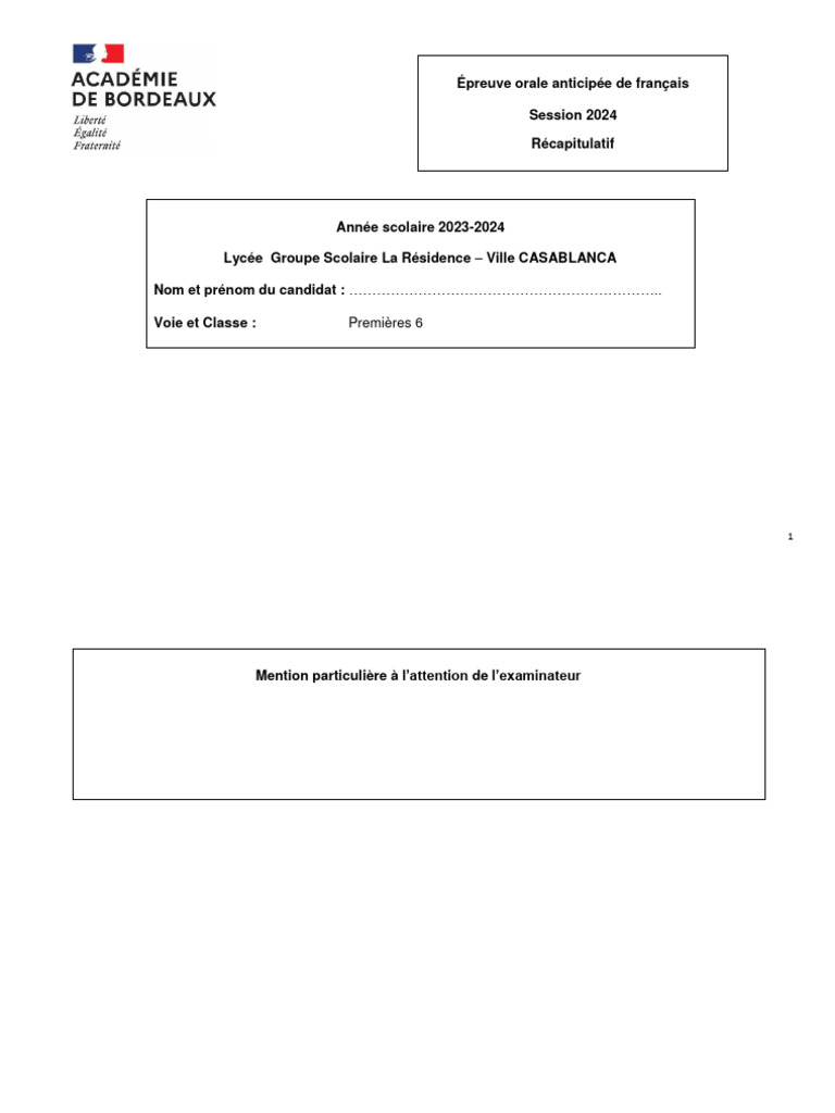 EAF 2024 : Sujets et œuvres étudiées | PDF