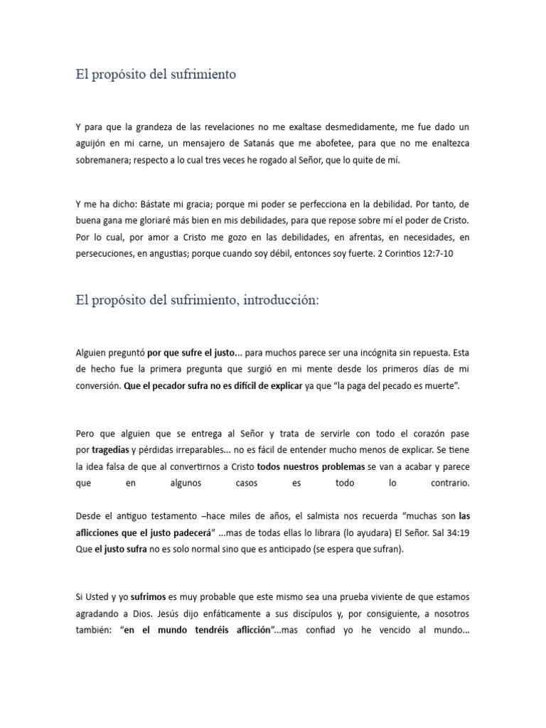 El Propósito del Sufrimiento en la Fe | PDF | Sufrimiento | Dios