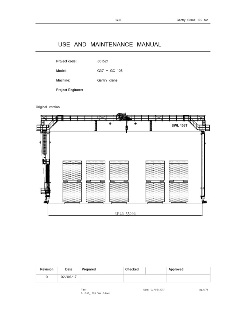 Gantry Crane G37 G38 105t Use and Maintenance Manual | Download Free ...