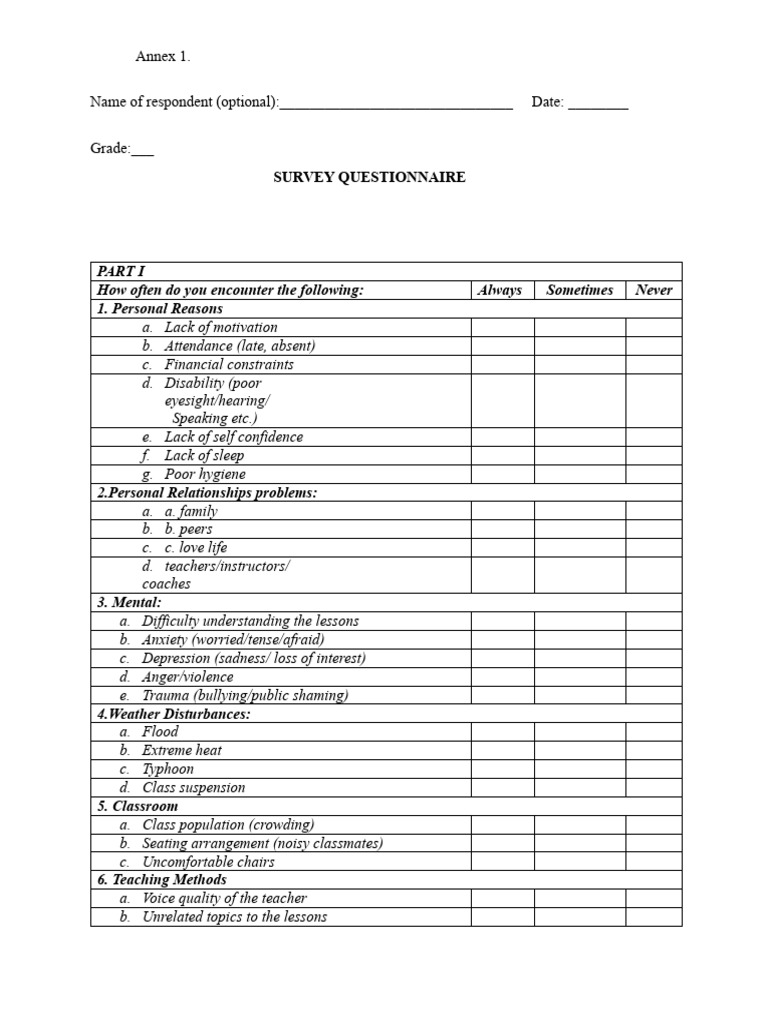 Questionnaire | PDF | Social Science