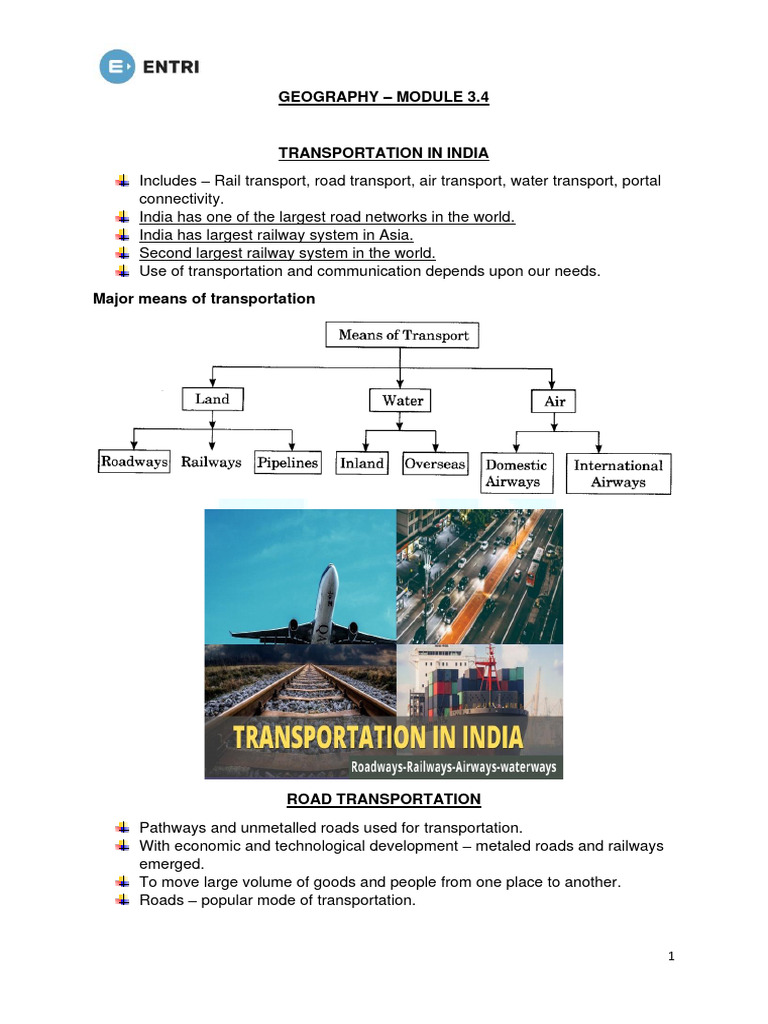 Transportation Systems in India | PDF | Transport