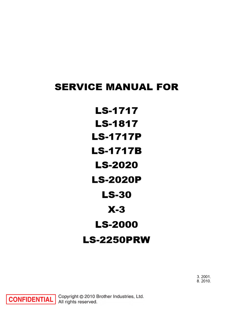 Brother LS1717 Sewing Machine Service Manual Download Free PDF