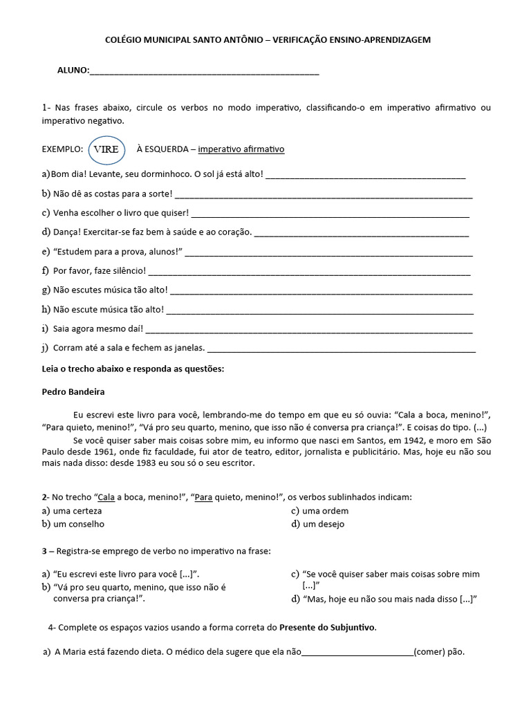 7 Ano - Modos Verbais | PDF