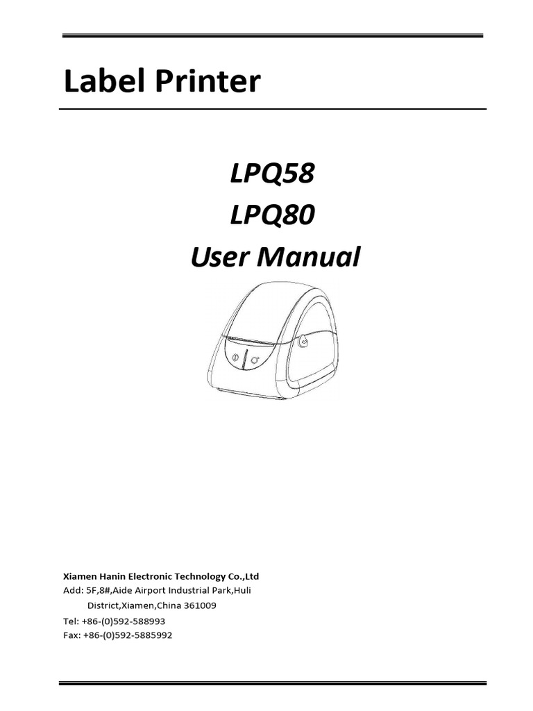LPQ58+LPQ80 User Manual - Rev.1.5 12V | PDF | Printer (Computing) | Waste