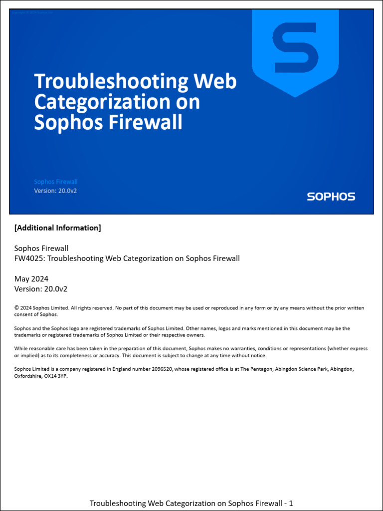 Fw4025 20 0v2 troubleshooting web categorization on sophos firewall