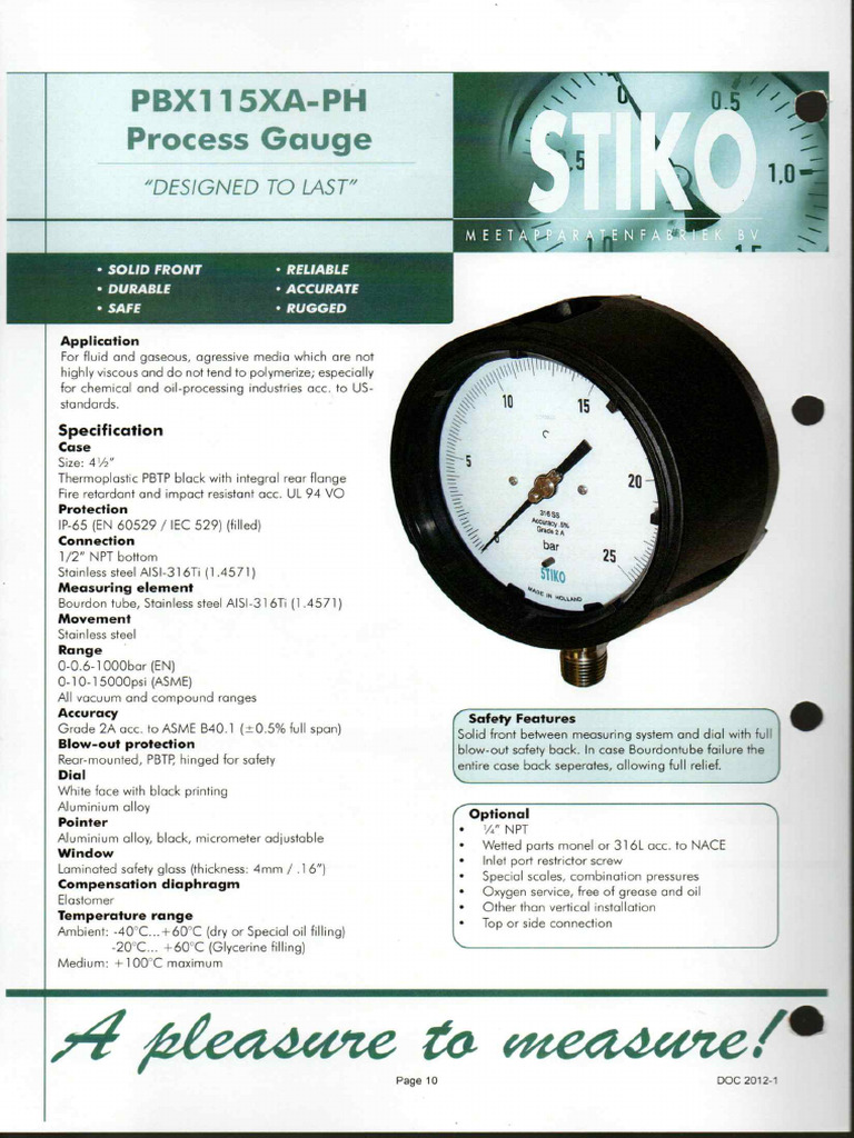 2 - Stiko Phenolic Gauge - Ficha Tecnica Manometro | PDF