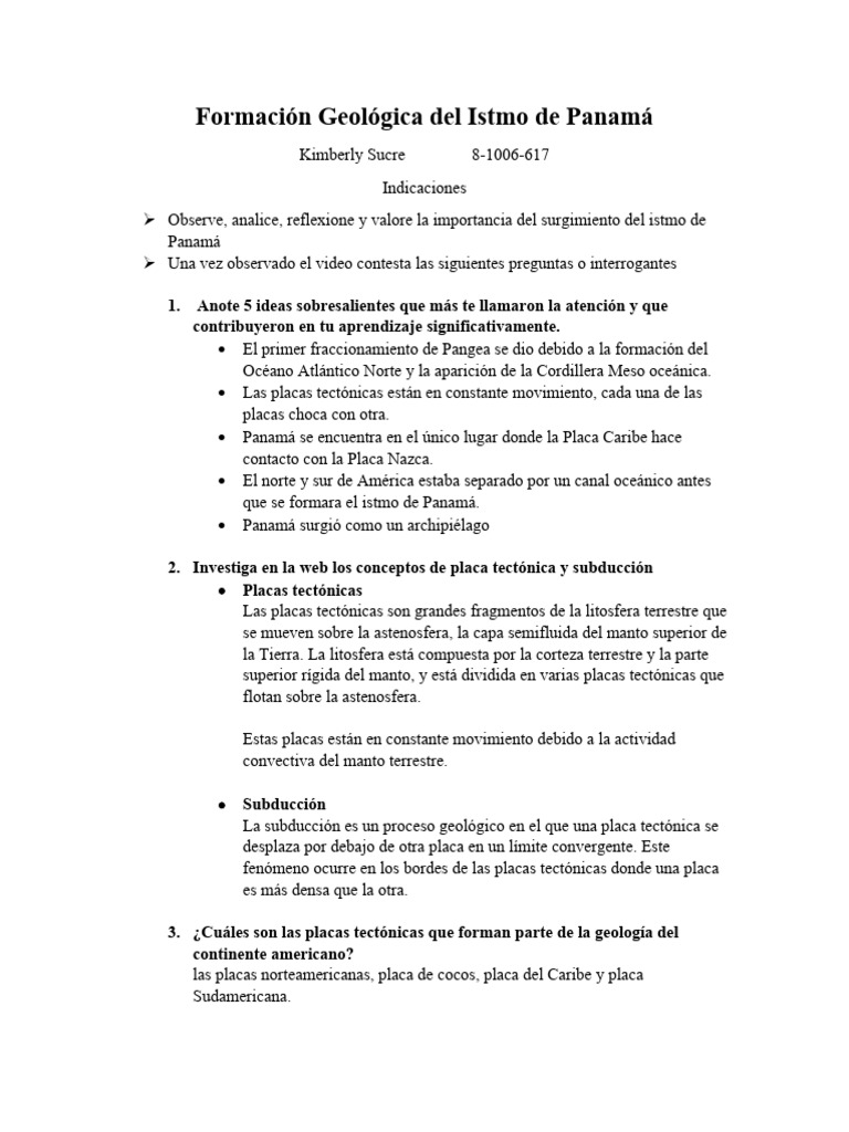Formación Geológica Del Istmo De Panamá Descargar Gratis Pdf Placas