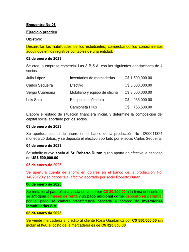 Ejercicio Practico Segunda Parte | PDF | Bancos | Efectivo