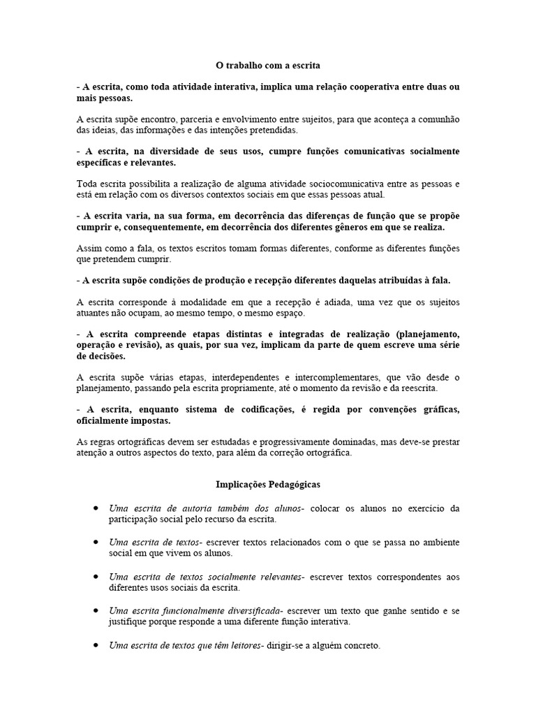 A Importância da Escrita no Trabalho | PDF | Escrita | Pedagogia