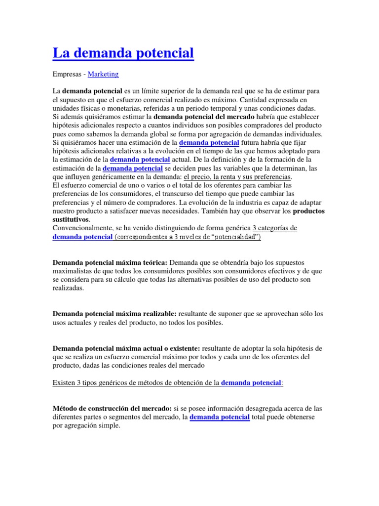 Estimación de la Demanda Potencial | PDF | Producto (Negocio) | Mercado ...