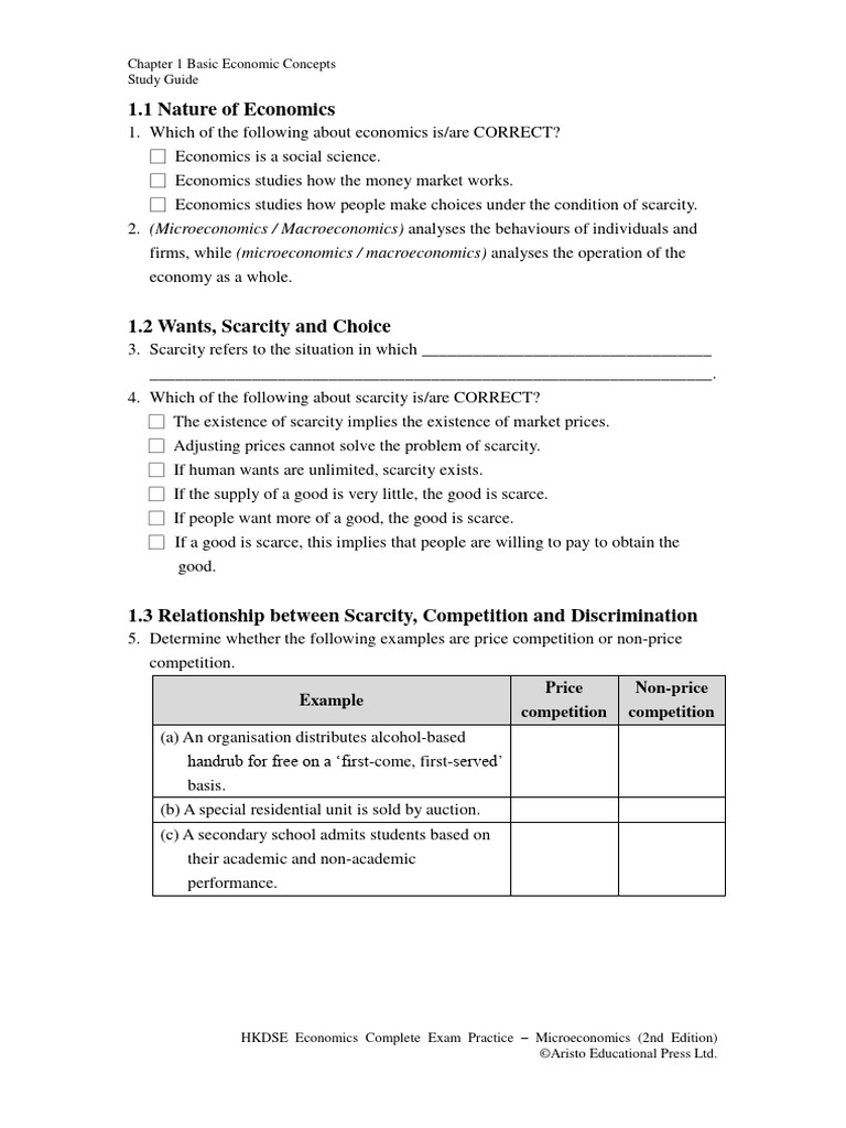 Basic Economic Concepts Study Guide | PDF | Economics | Interest