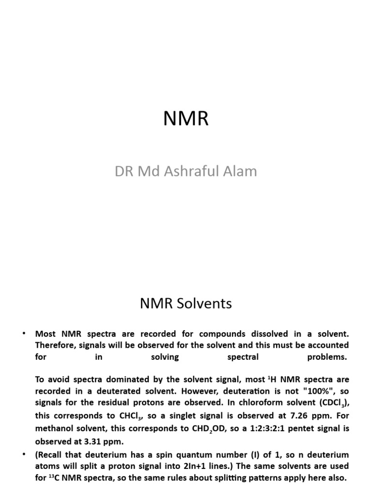 NMR Solvents and Chemical Shifts Guide | PDF | Proton Nuclear Magnetic ...