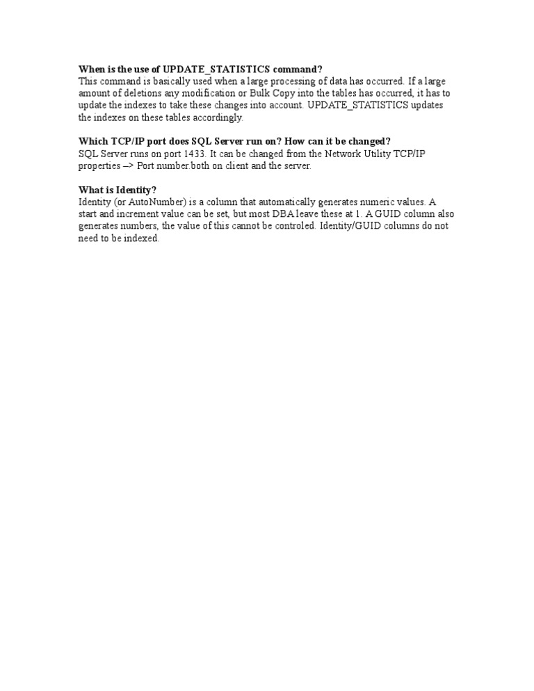 SQL Server: UPDATE_STATISTICS & Identity | PDF | Finance & Money ...