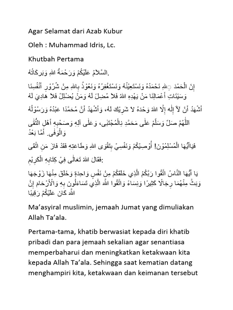 Amalan Selamat dari Azab Kubur | PDF | Agama & Spiritualitas
