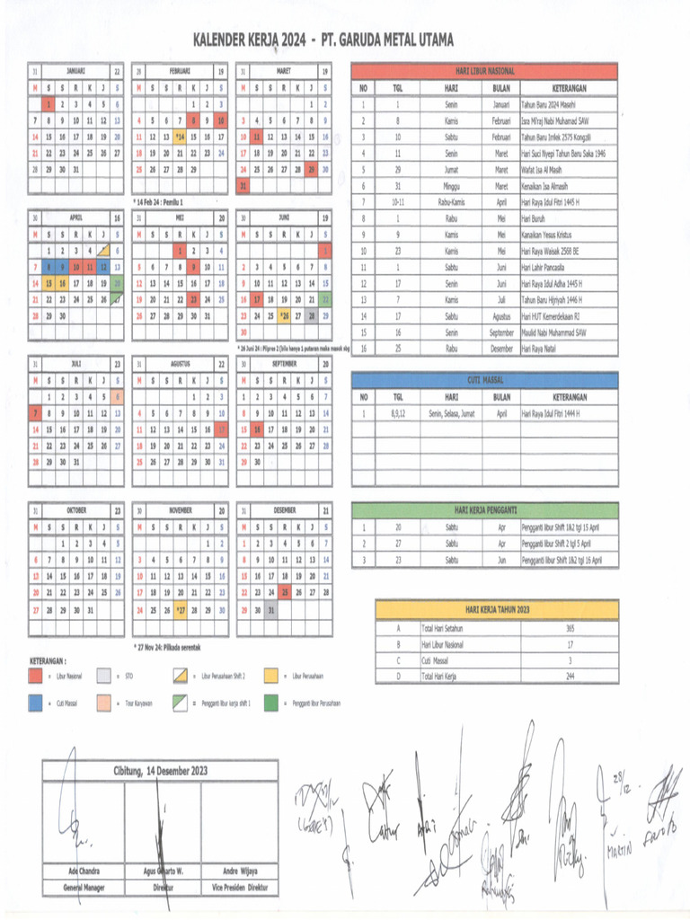 Kalender Kerja GMU 2024 (5 Hari Kerja) PDF