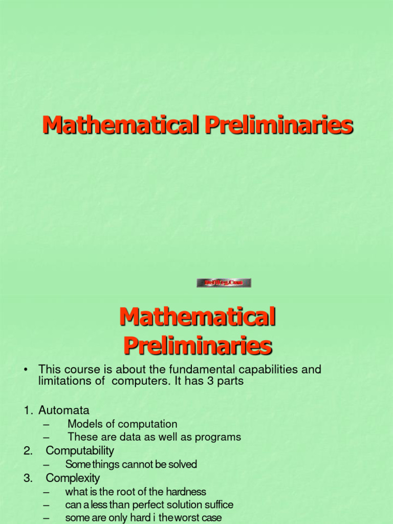 WEEK 4 Mathematical Preliminaries | Download Free PDF | Theorem | Set ...