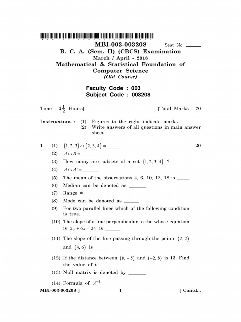 Maths APRIL 2018 Solution 2 | PDF