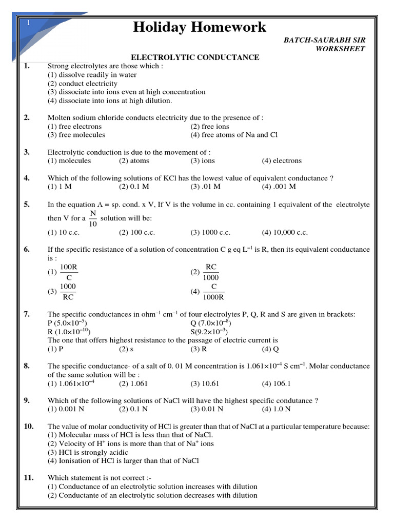 Worksheet Electrochemistry PDF Redox Electrochemistry