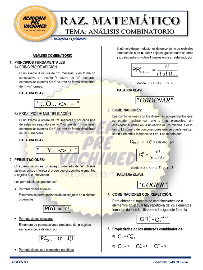 Análisis Combinatorio Esencial | PDF | Combinatoria | Permutación