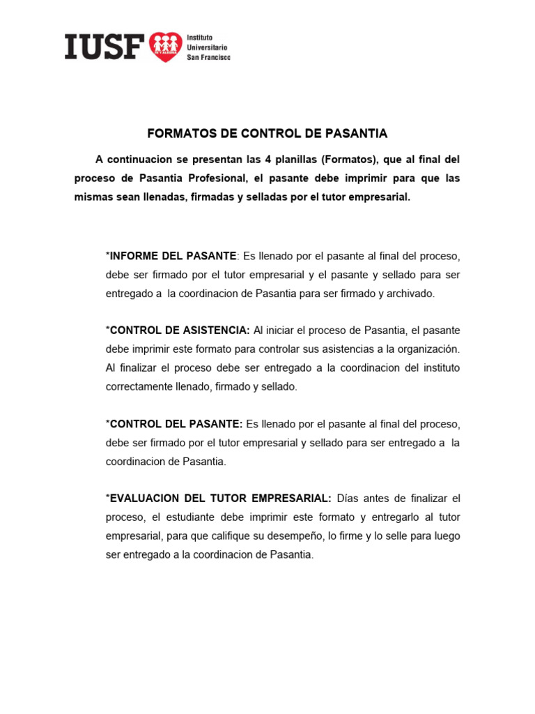 Formatos Del Pasante. | PDF