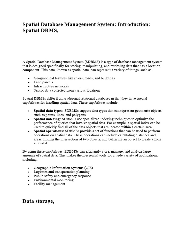 Overview of Spatial Database Management | PDF | Computer Data Storage ...