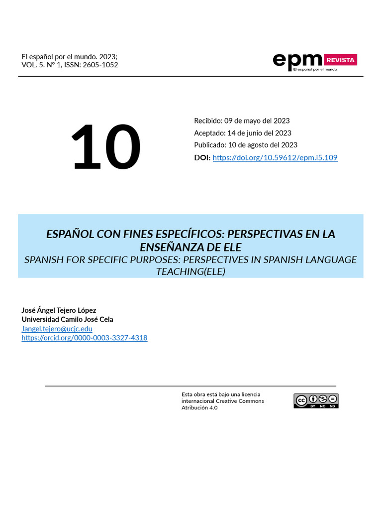 Español Con Fines Específicos | PDF | Maestros | Enseñando
