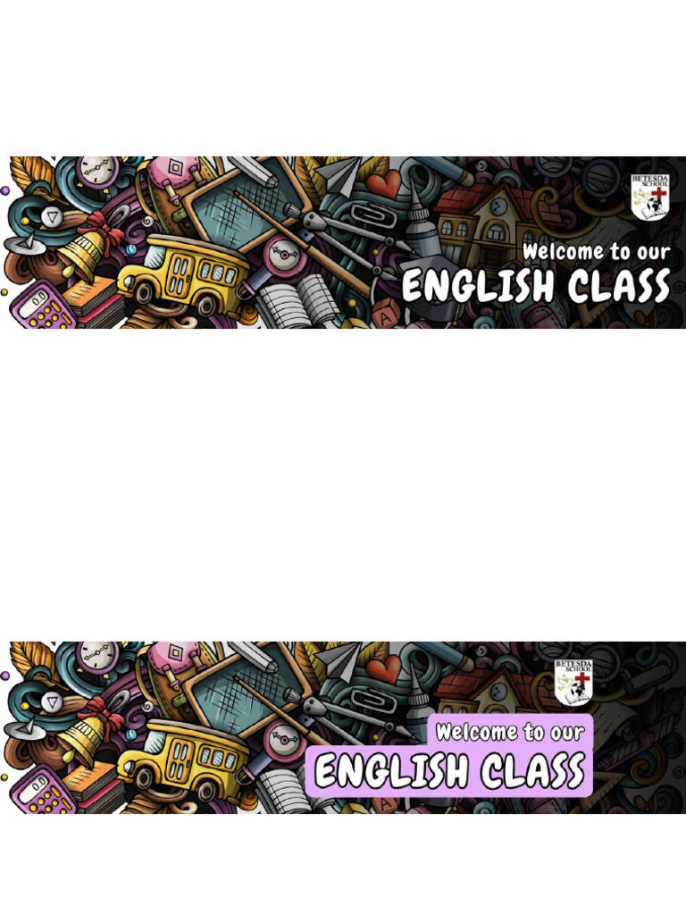 Welcome to english class google classroom header in colorful doodle