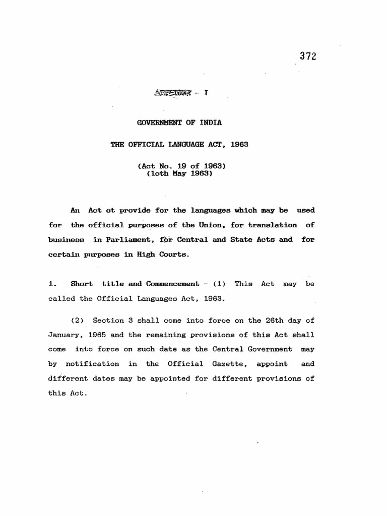 Official Language - India | PDF | Political Law | Government
